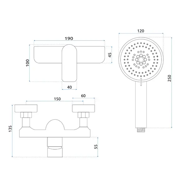 Baterie dus monocomanda negru mat Rea Dart [7]