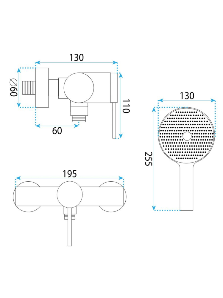 Baterie dus REA Lungo Stripe crom periat [7]