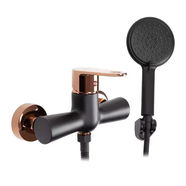 Baterie dus Rea Mild negru - Rose Gold cu set de dus [1]