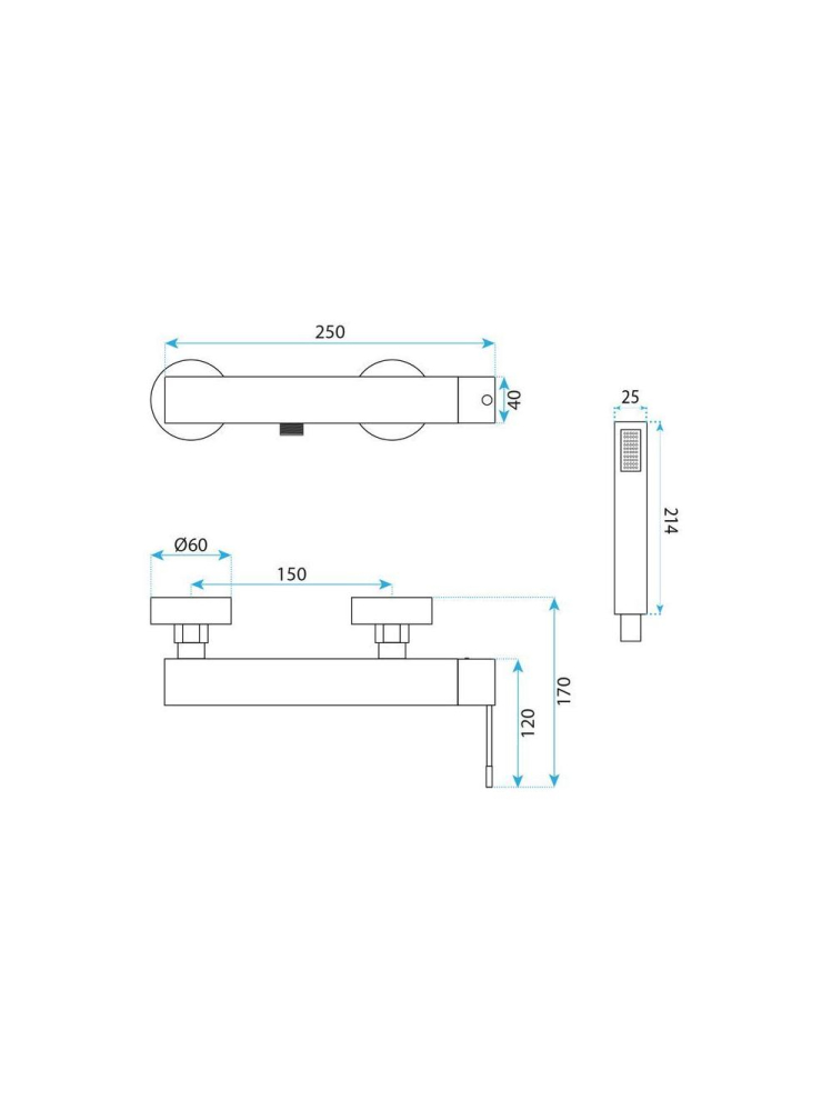 Baterie pentru cada REA Venti crom montaj perete 150 mm [7]