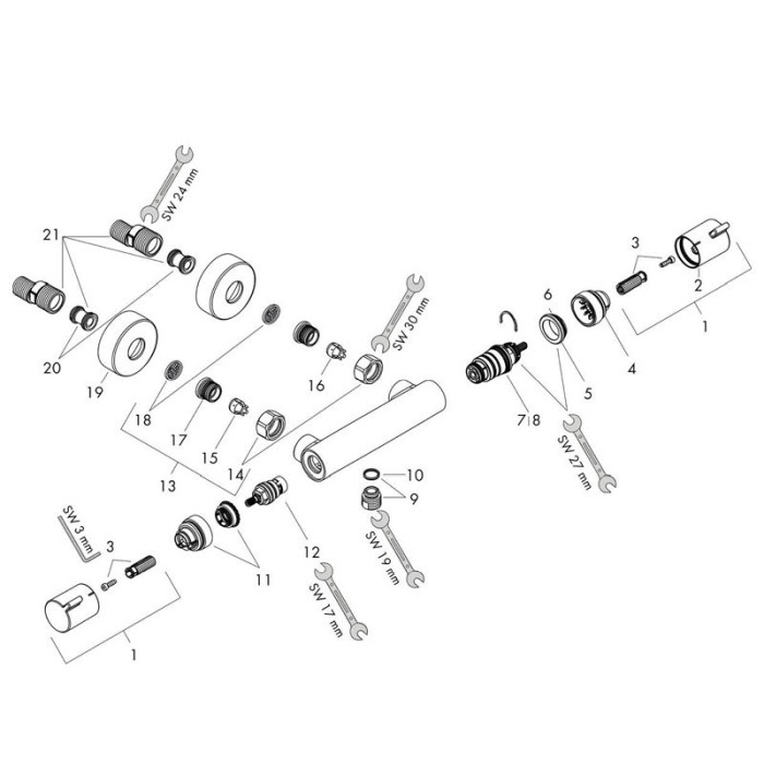 Baterie dus termostatata, Hansgrohe, Ecostat Comfort, alb mat [3]