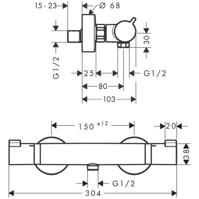 Baterie dus termostatata, Hansgrohe, Ecostat Comfort, auriu lucios [2]