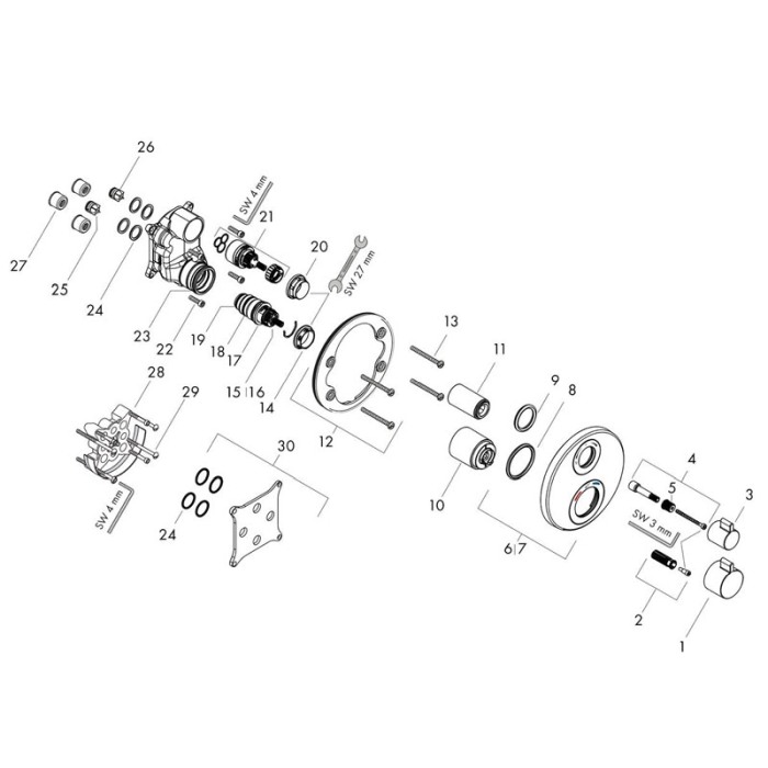 Baterie dus termostatata, Hansgrohe, Ecostat S, alb mat [3]