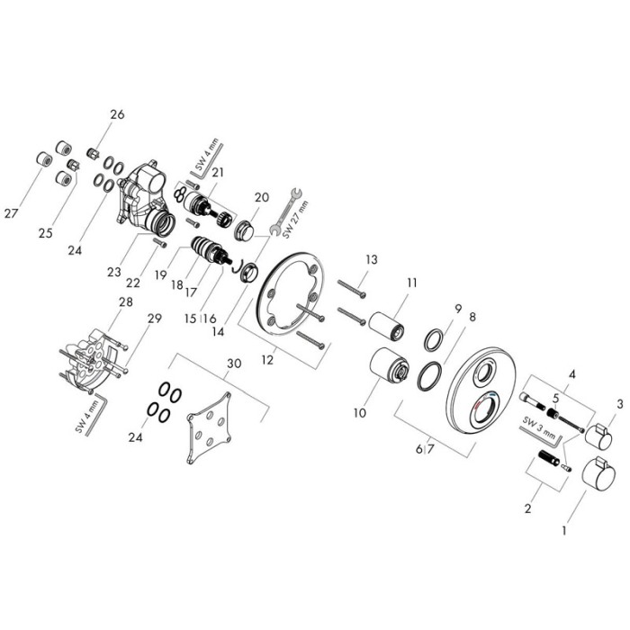 Baterie dus termostatata, Hansgrohe, Ecostat S, bronz periat [3]
