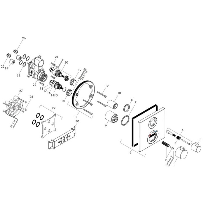 Baterie dus termostatata, Hansgrohe, Ecostat Square, bronz periat [3]