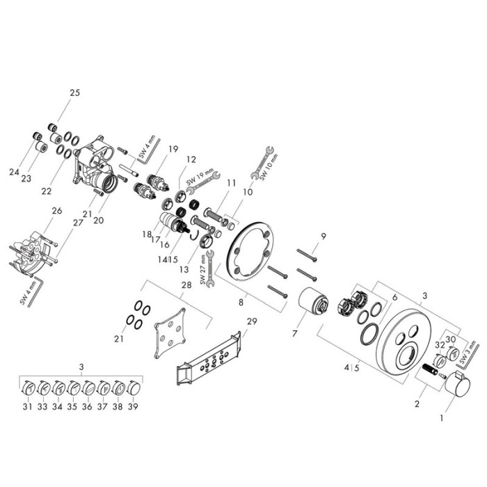 Baterie dus termostatata, Hansgrohe, ShowerSelect S, alb mat [3]