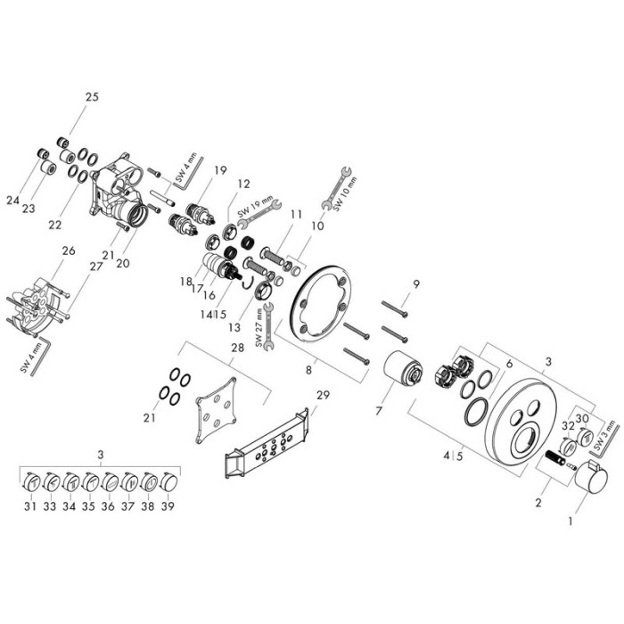 Baterie dus termostatata, Hansgrohe, ShowerSelect S, auriu lucios [3]