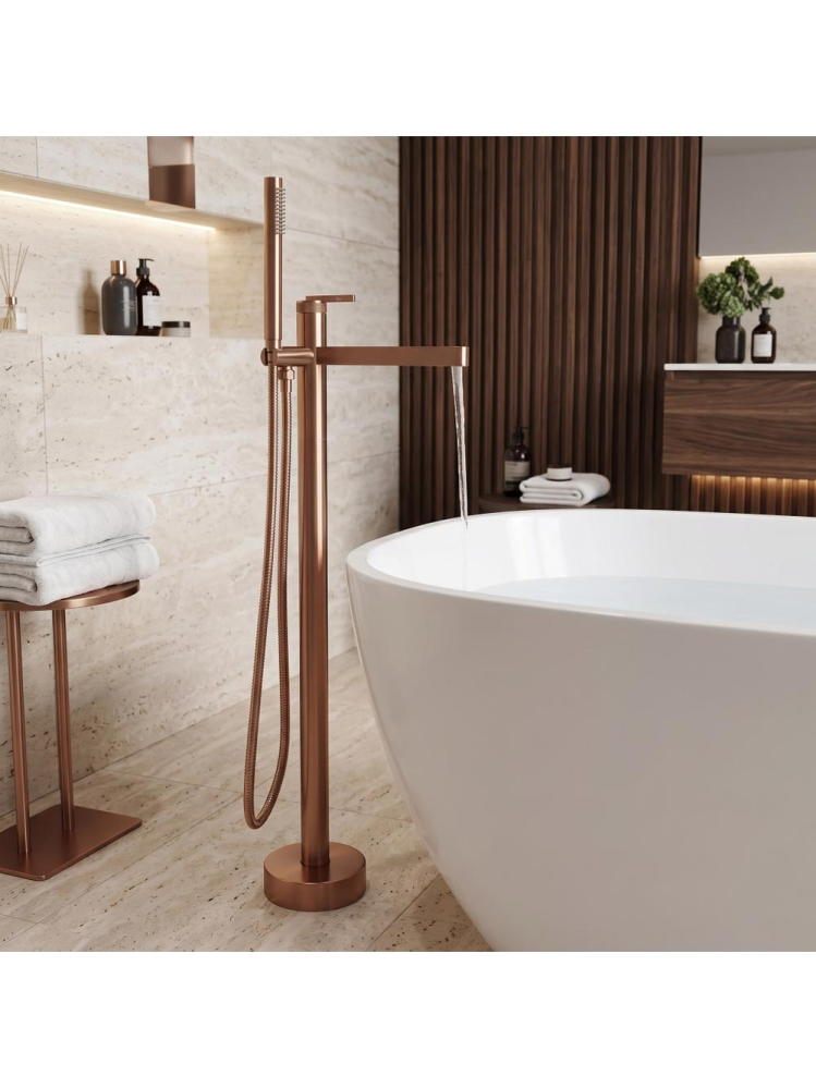Baterie de podea Rea Grace cupru periat 920 mm montaj pardoseala freestanding [3]