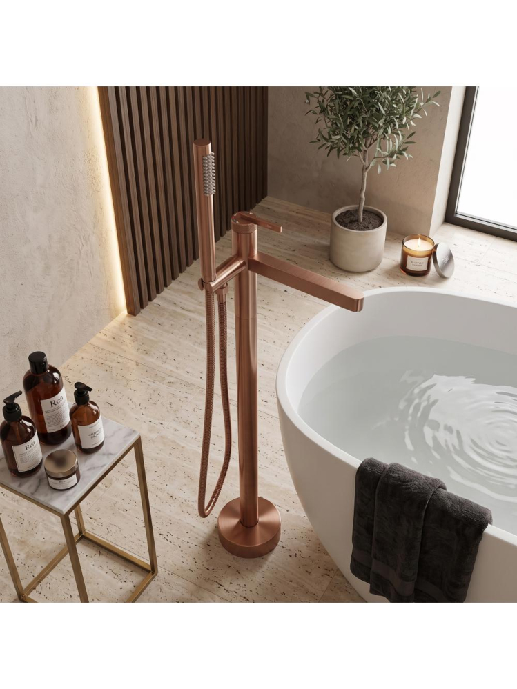 Baterie de podea Rea Grace cupru periat 920 mm montaj pardoseala freestanding [4]