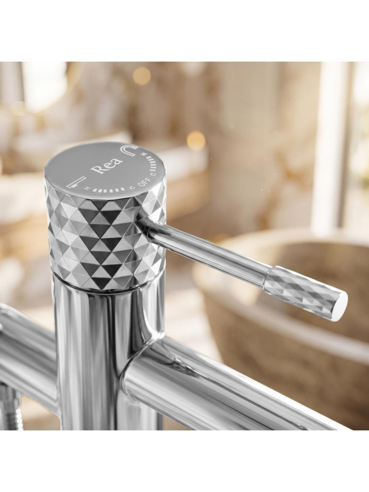 Baterie de podea Rea Lungo Diamond Crom 880mm freestanding cada PVD [8]