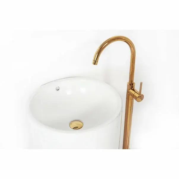 Baterie freestanding pentru lavoar Rea Ortis auriu lucios [4]