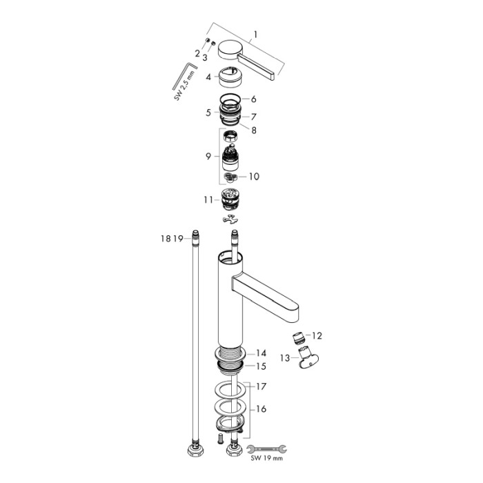 Baterie inalta de lavoar, Hansgrohe, Finoris 260, cu ventil, negru mat [4]