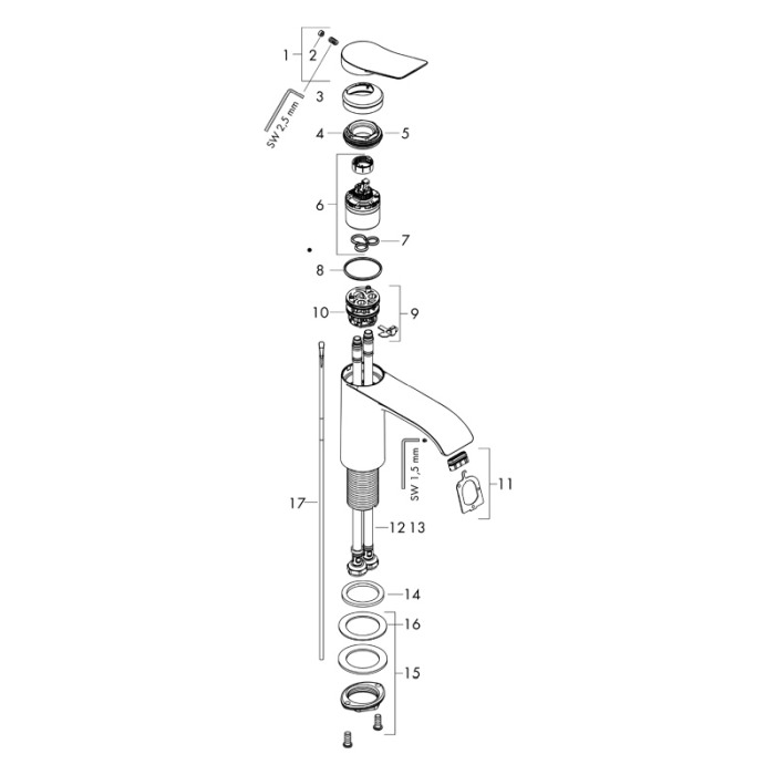 Baterie inalta lavoar, Hansgrohe, Vivenis 250, cu ventil, crom [4]