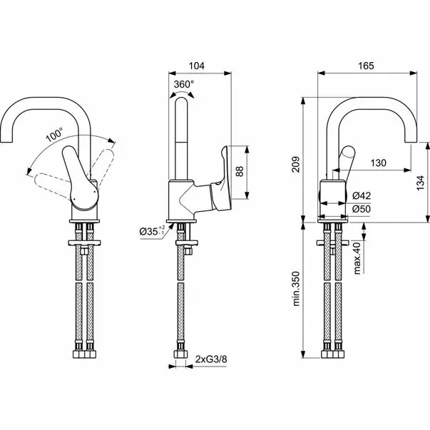 Baterie inalta lavoar Ideal Standard Alpha [2]