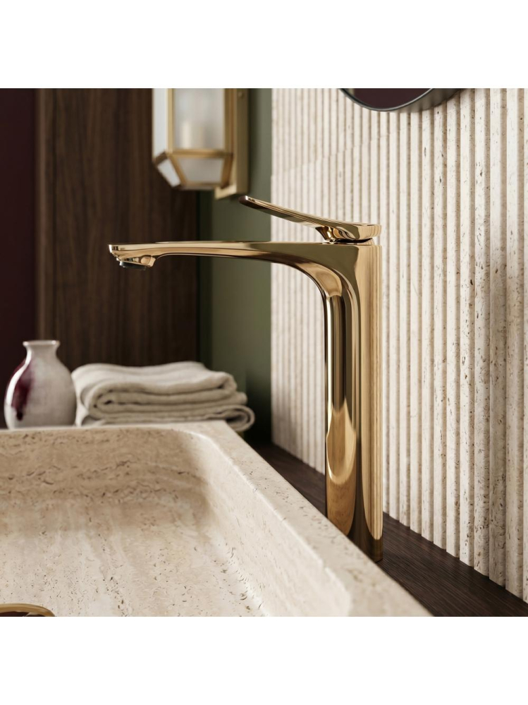 Baterie lavoar Rea Vision auriu PVD 265mm montaj blat alamă [5]