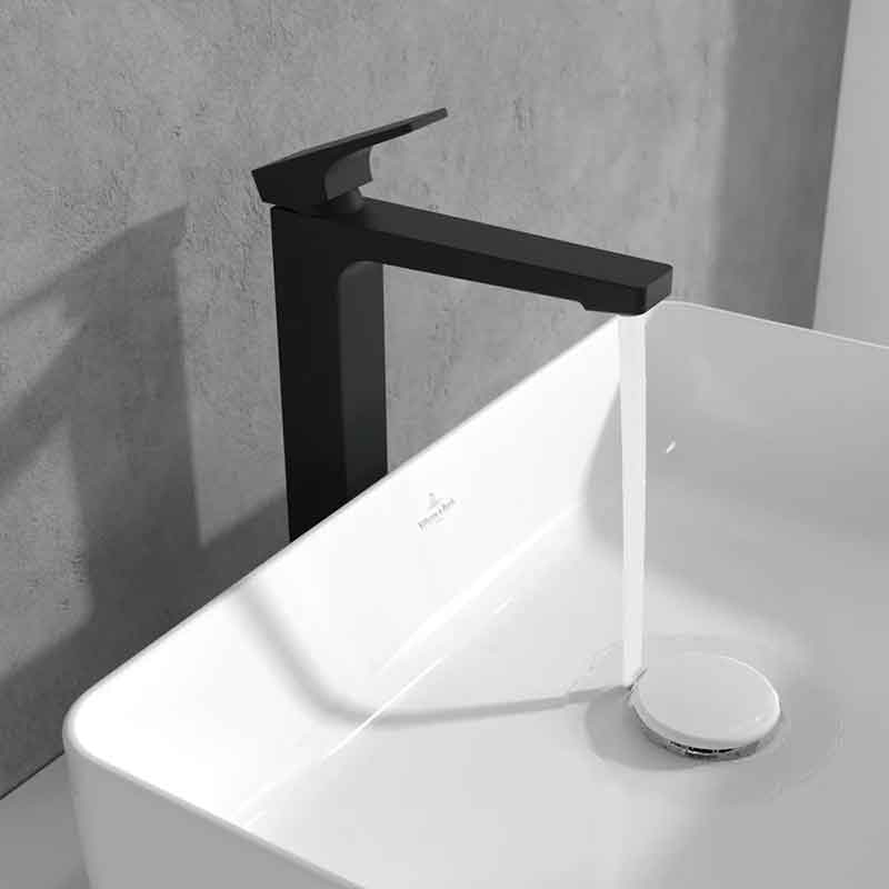 Baterie înaltă pentru lavoar Villeroy&Boch, Architectura Square 257, cu ventil click-clack, negru mat [3]