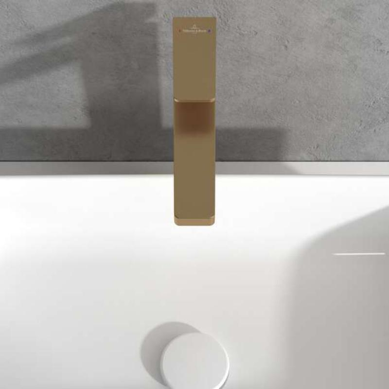 Baterie înaltă pentru lavoar Villeroy&Boch, Architectura Square, cu ventil click-clack, brushed gold [5]