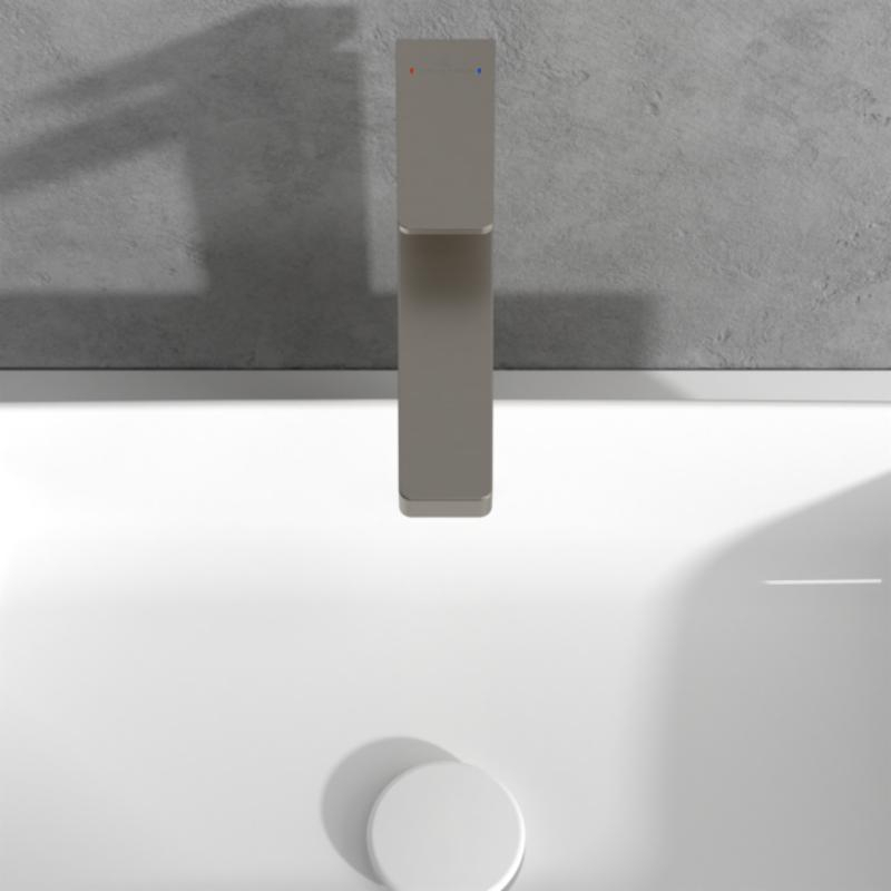 Baterie înaltă pentru lavoar Villeroy&Boch, Architectura Square, cu ventil click-clack, brushed nickel [5]