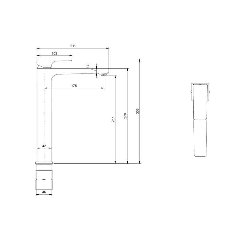 Baterie înaltă pentru lavoar Villeroy&Boch, Architectura Square, cu ventil click-clack, brushed nickel [9]