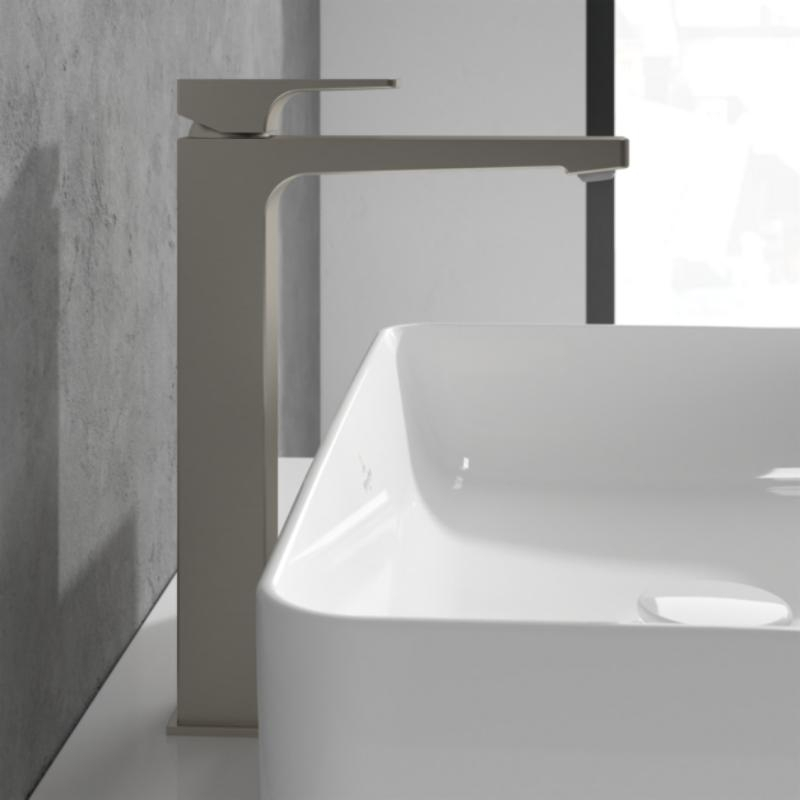 Baterie înaltă pentru lavoar Villeroy&Boch, Architectura Square, cu ventil click-clack, brushed nickel [3]