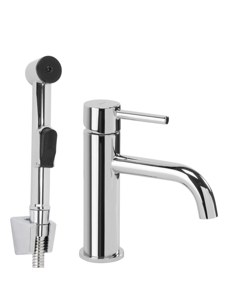 Baterie lavoar cu bidetta Rea Lungo crom 120 mm corp alama dus ABS [11]