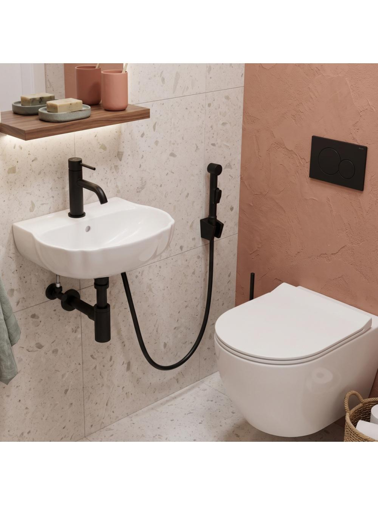 Baterie lavoar cu bidetta Rea Lungo negru montaj pe blat sau perete 120 mm [6]