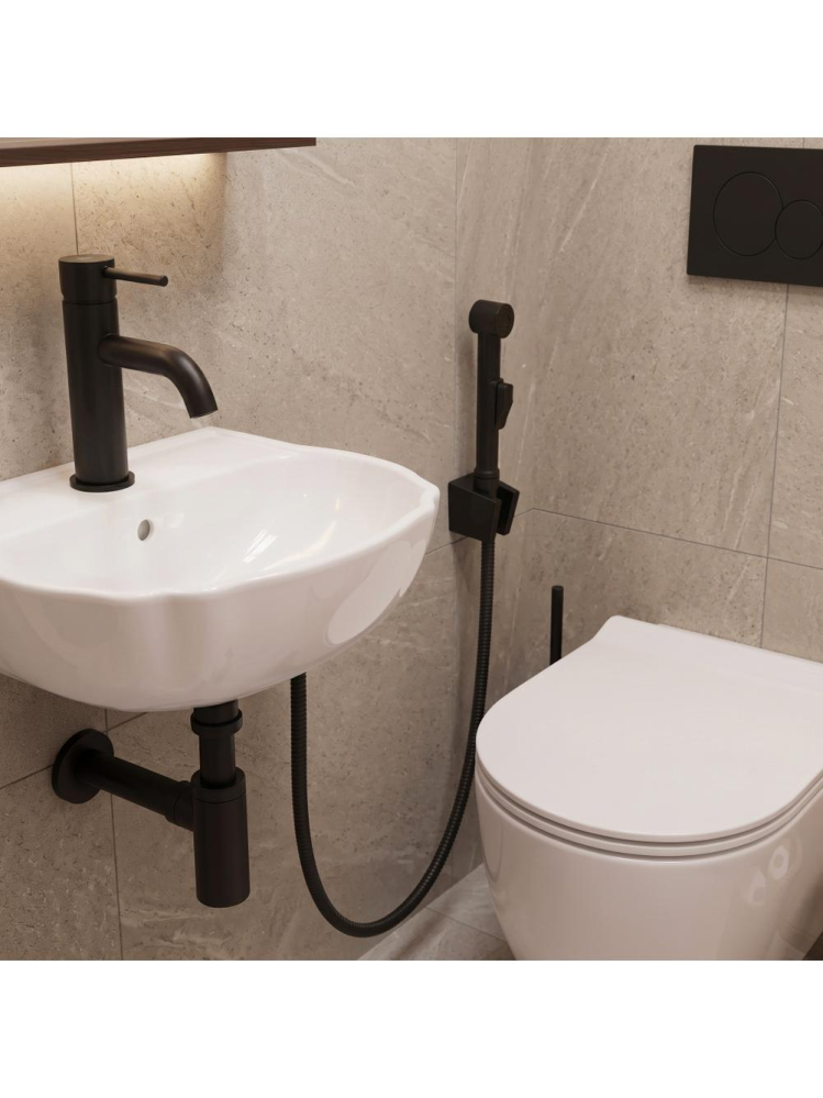 Baterie lavoar cu bidetta Rea Lungo negru montaj pe blat sau perete 120 mm [3]