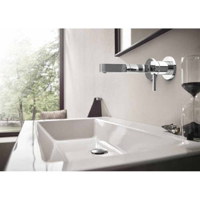 Baterie lavoar cu montaj pe perete, Hansgrohe, Finoris, cu pipa 16,8 cm, crom [5]