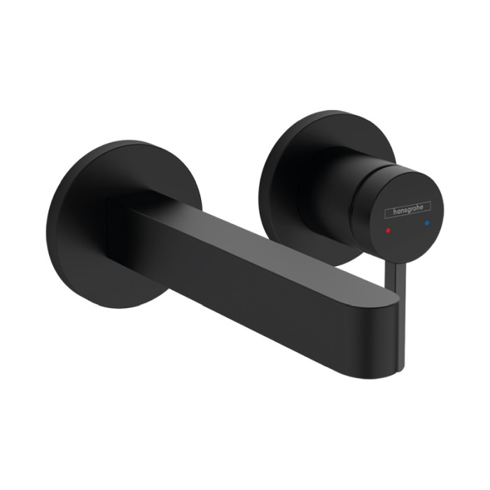 Baterie lavoar cu montaj pe perete, Hansgrohe, Finoris, cu pipa 16,8 cm, negru mat [1]