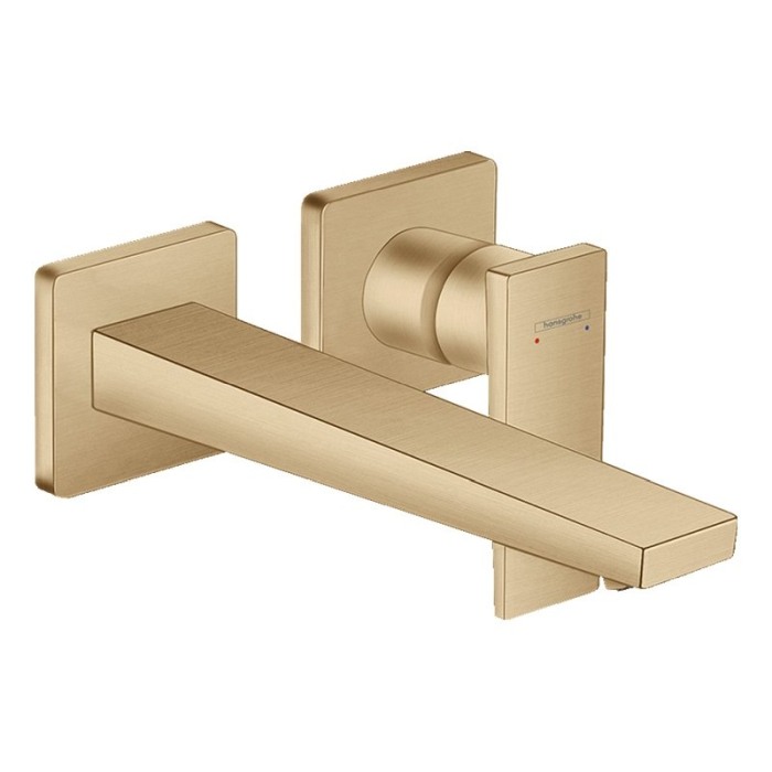Baterie lavoar cu montaj pe perete, Hansgrohe, Metropol, pipa 22,5 cm, bronz periat [1]