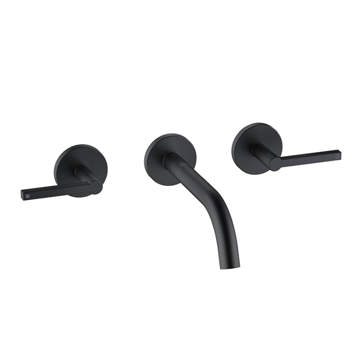 Baterie lavoar cu montaj pe perete, Kludi, Nova Fonte Puristic, pipă 18 cm, negru mat [1]