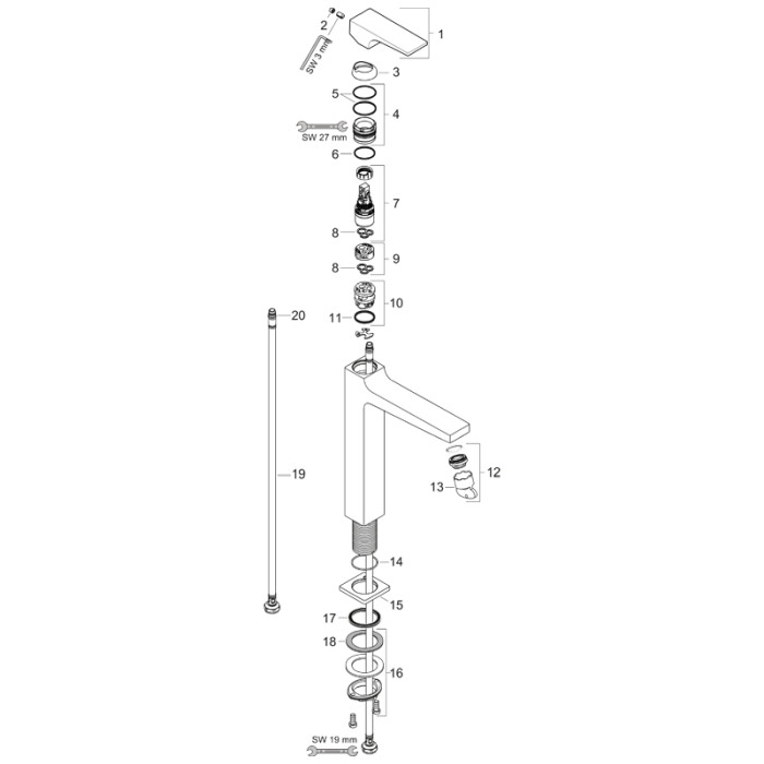 Baterie lavoar cu ventil 260, Hansgrohe, Metropol, Crom [4]