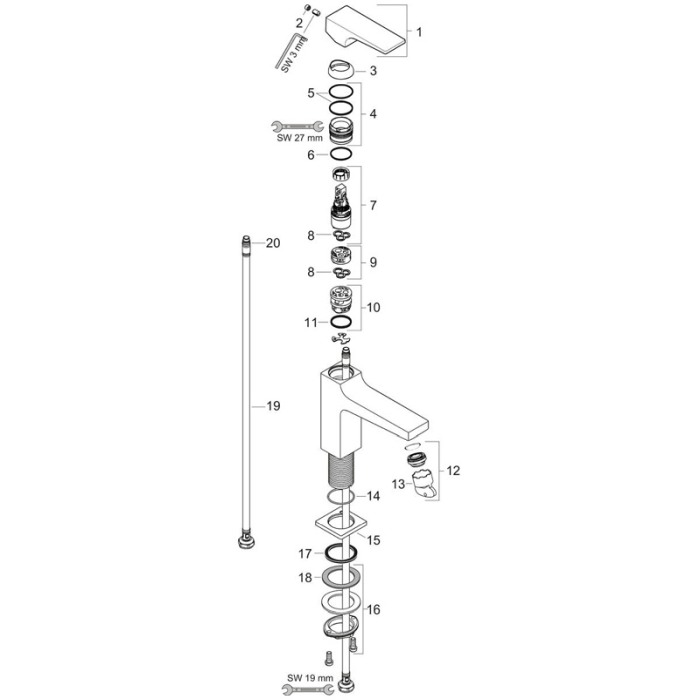 Baterie lavoar cu ventil, Hansgrohe, Metropol 100, bronz periat [3]