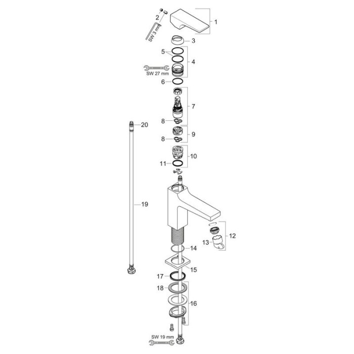 Baterie lavoar cu ventil, Hansgrohe, Metropol 100, negru mat [3]