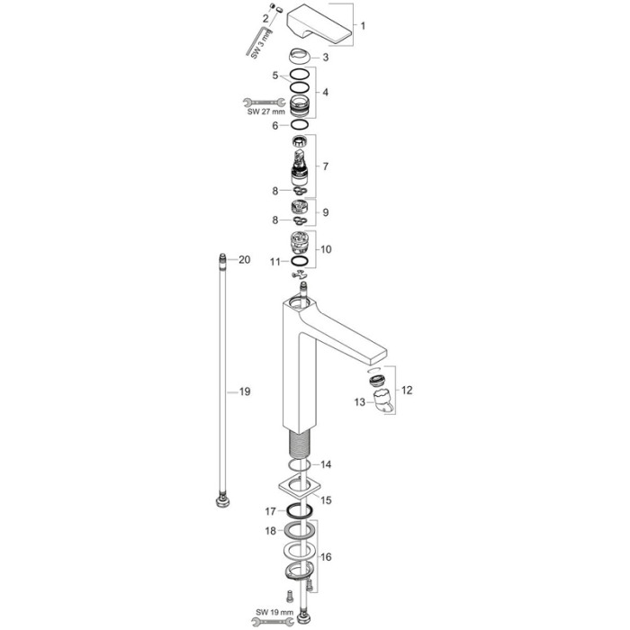 Baterie lavoar cu ventil, Hansgrohe, Metropol 260, bronz periat [3]