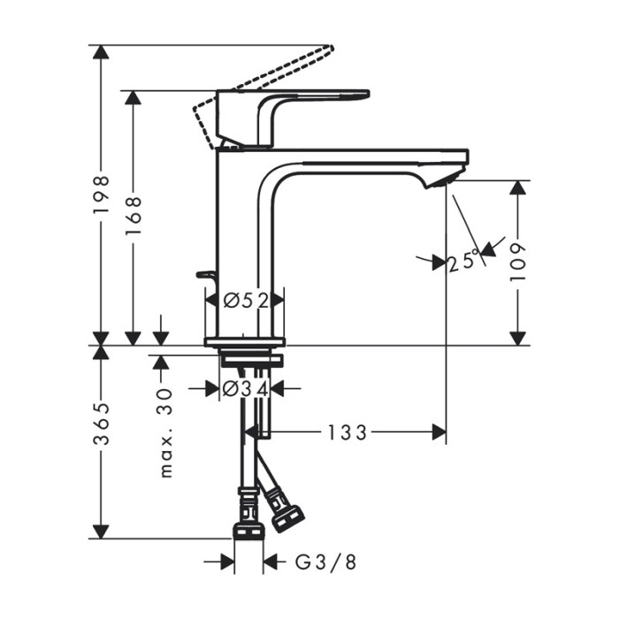 Baterie lavoar cu ventil, Hansgrohe, Rebris E 110, crom [2]