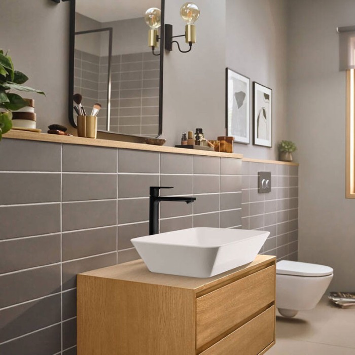 Baterie lavoar cu ventil, Hansgrohe, Rebris E 240, negru mat [3]