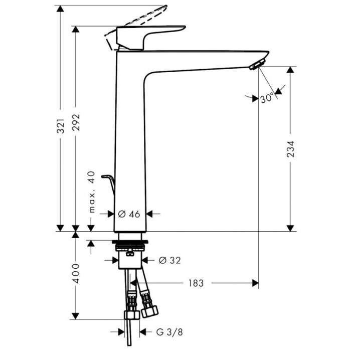 Baterie lavoar cu ventil, Hansgrohe, Talis E 240, alb mat [2]