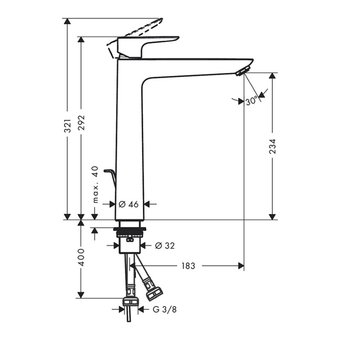 Baterie lavoar cu ventil, Hansgrohe, Talis E 240, auriu lucios [2]