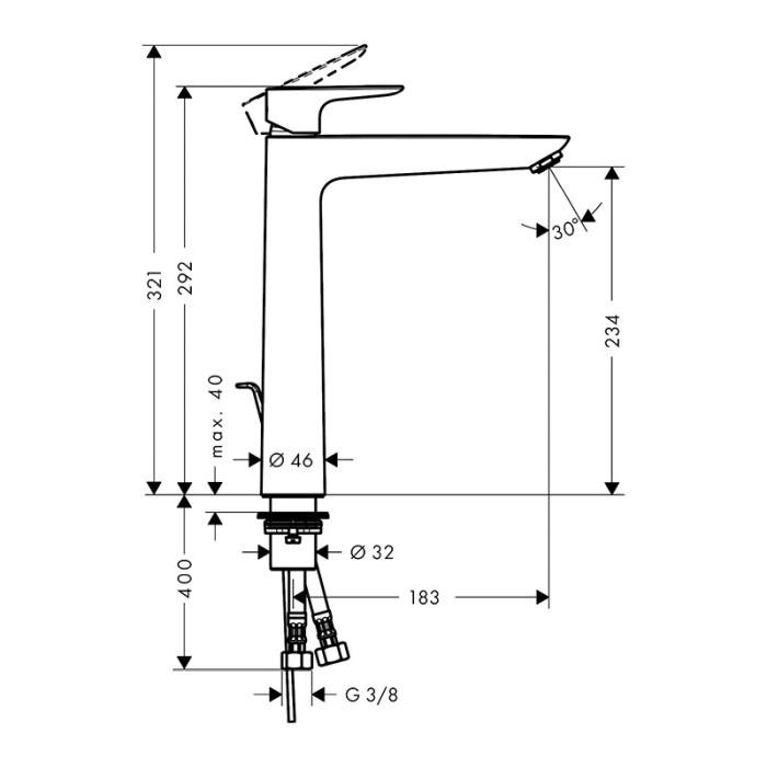 Baterie lavoar cu ventil, Hansgrohe, Talis E 240, bronz periat [3]