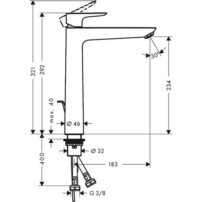 Baterie lavoar cu ventil, Hansgrohe, Talis E 240, Crom [2]