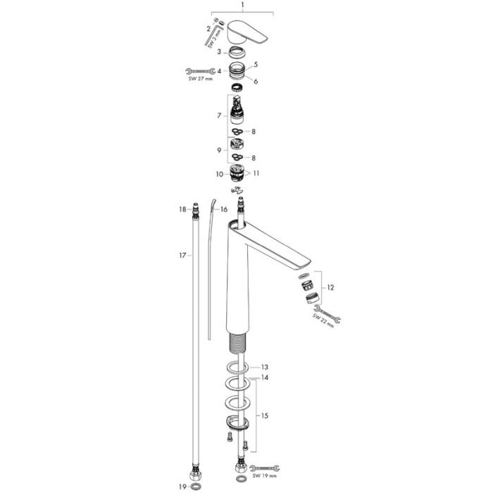 Baterie lavoar cu ventil, Hansgrohe, Talis E 240, Crom [3]