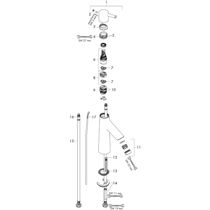 Baterie lavoar cu ventil, Hansgrohe, Talis S 100, Crom [4]