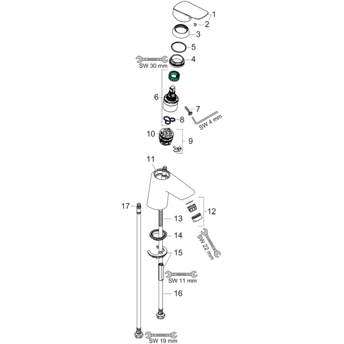 Baterie lavoar cu ventil push-open, Hansgrohe, Logis 70, Crom [4]