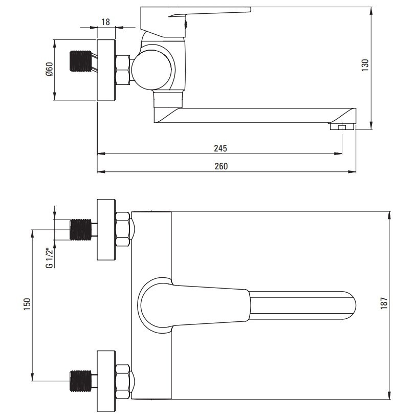 Baterie lavoar Deante Tubo crom 24.5 cm [2]