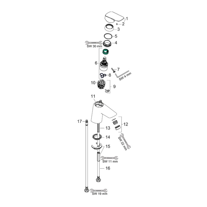Baterie lavoar fara ventil, Hansgrohe, Logis, crom [4]