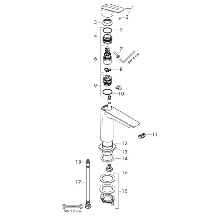 Baterie lavoar fara ventil, Hansgrohe, Logis Fine 240, crom [3]