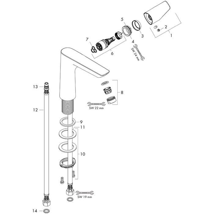Baterie lavoar fara ventil, Hansgrohe, Talis E 150, Crom [3]