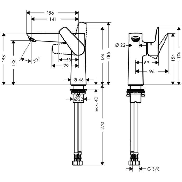 Baterie lavoar fara ventil, Hansgrohe, Talis E 150, Crom [2]