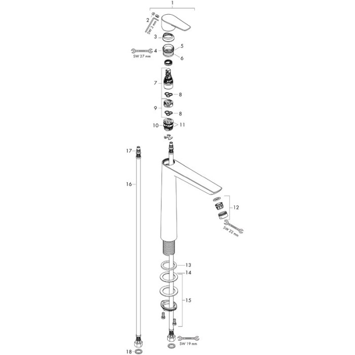 Baterie lavoar fara ventil, Hansgrohe, Talis E 240 [4]